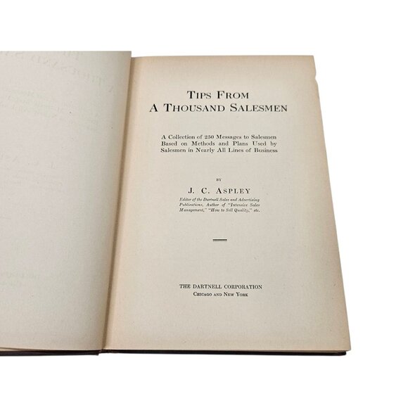 Tips From A Thousand Salesmen J.C. Aspley 1929 Hardcover Book VTG Business Sales - Picture 7 of 16